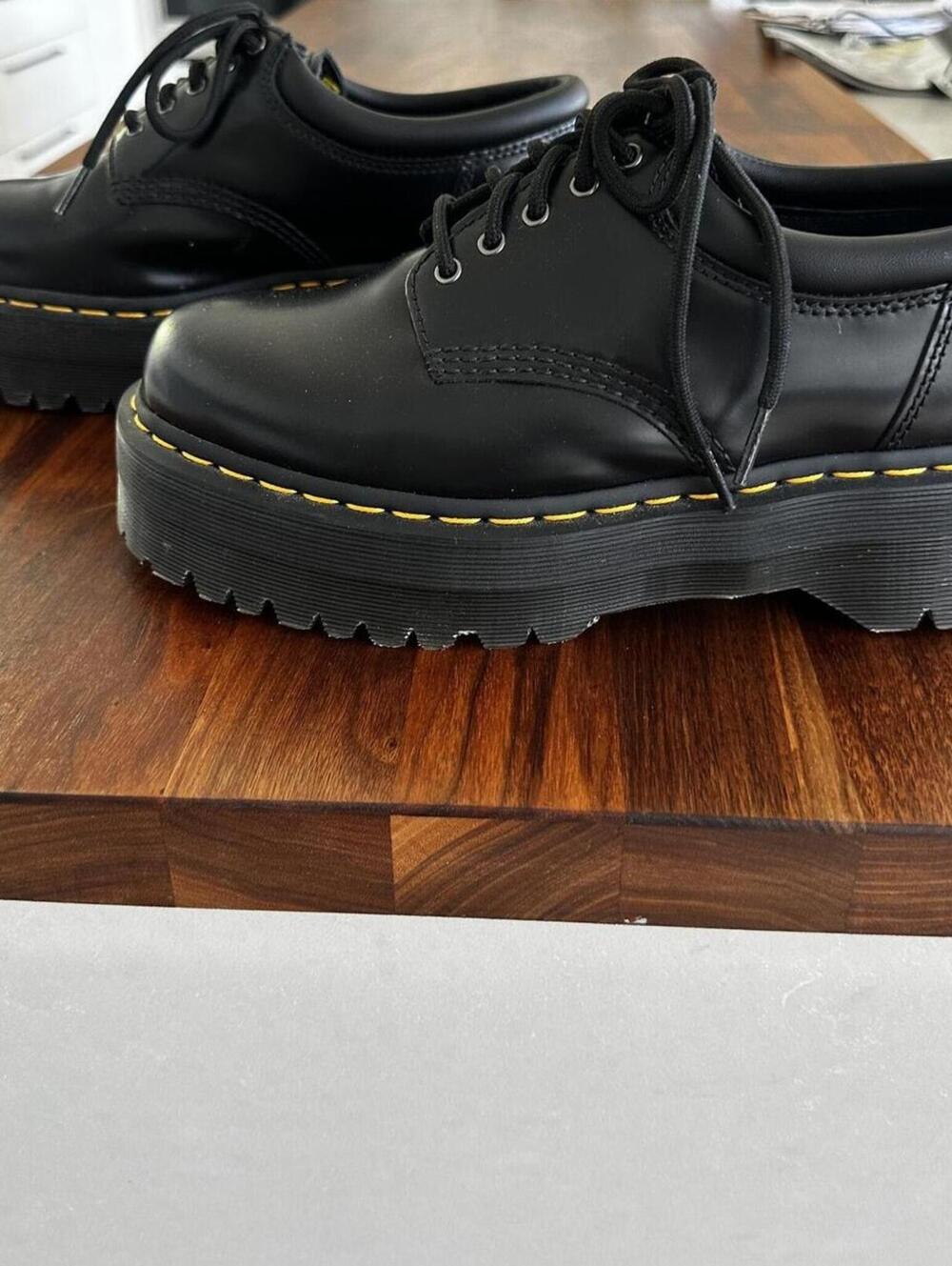 Dr. Martens 8053 Quad Black Platform Leather Shoes - 10 EUC